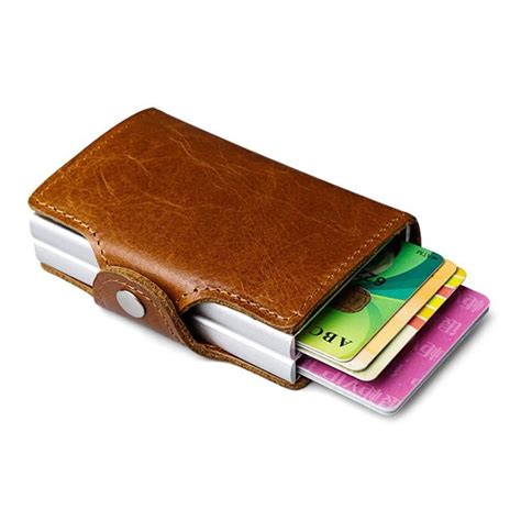 rfid metal credit card holder|rfid genuine leather card holder.